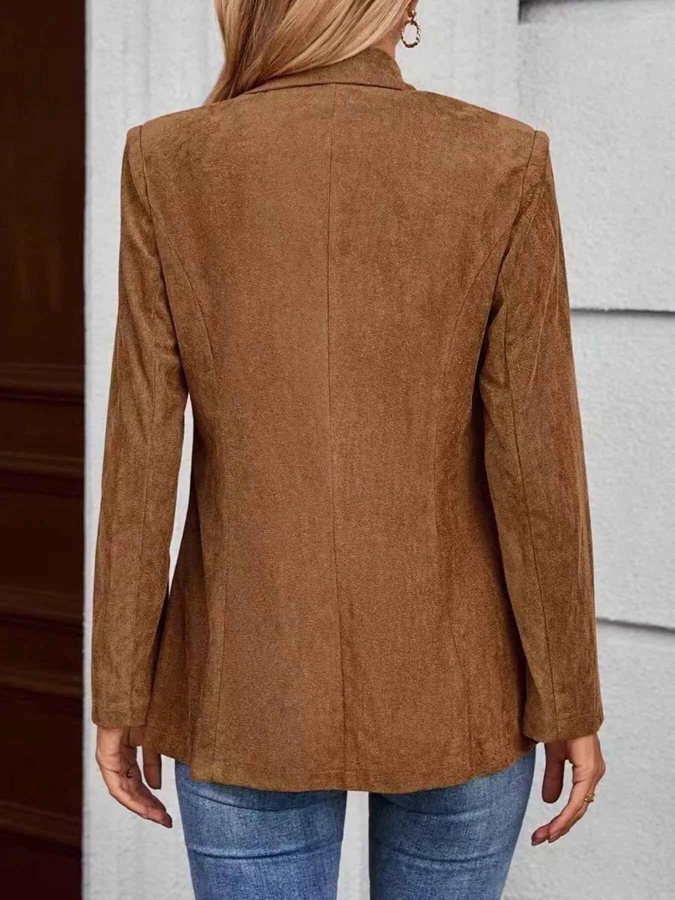 Sarah Express Women's Lapel Collar Single-Button Blazer