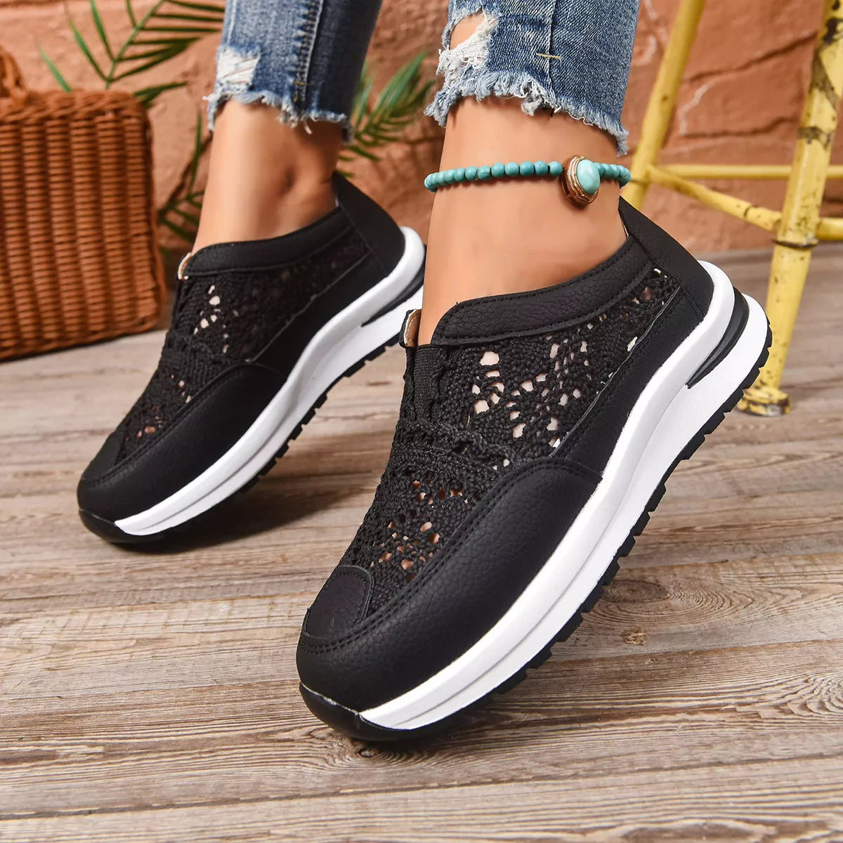 Sarah Express Women's Breathable Mesh Slip-On Sneakers - Lightweight Walking Shoes