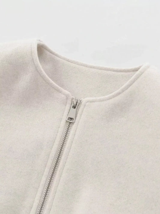 Sarah Express Women's Plus Size Fleece Zip-Up Bomber Jacket - Oversized Casual Outerwear