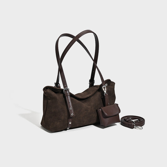 Sarah Express Retro Suede Pillow Bag For Women - Large Capacity Crossbody Shoulder Bag