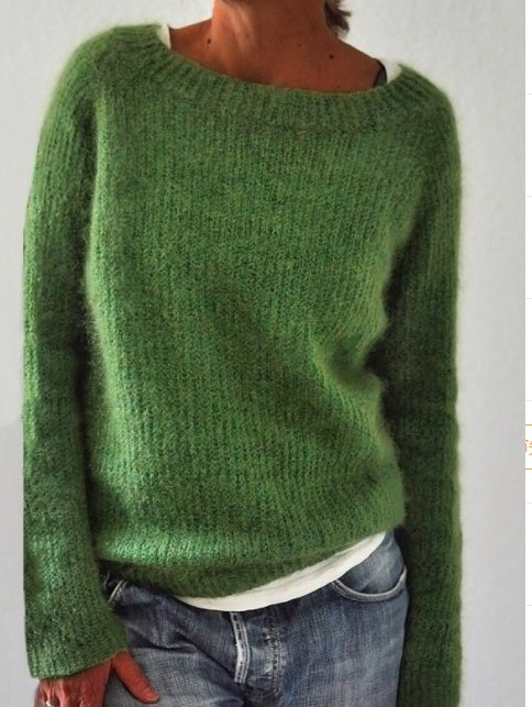 Sarah Express Women's Knit Sweater Casual Plain Fine Wool Moderate Thickness Long Sleeve