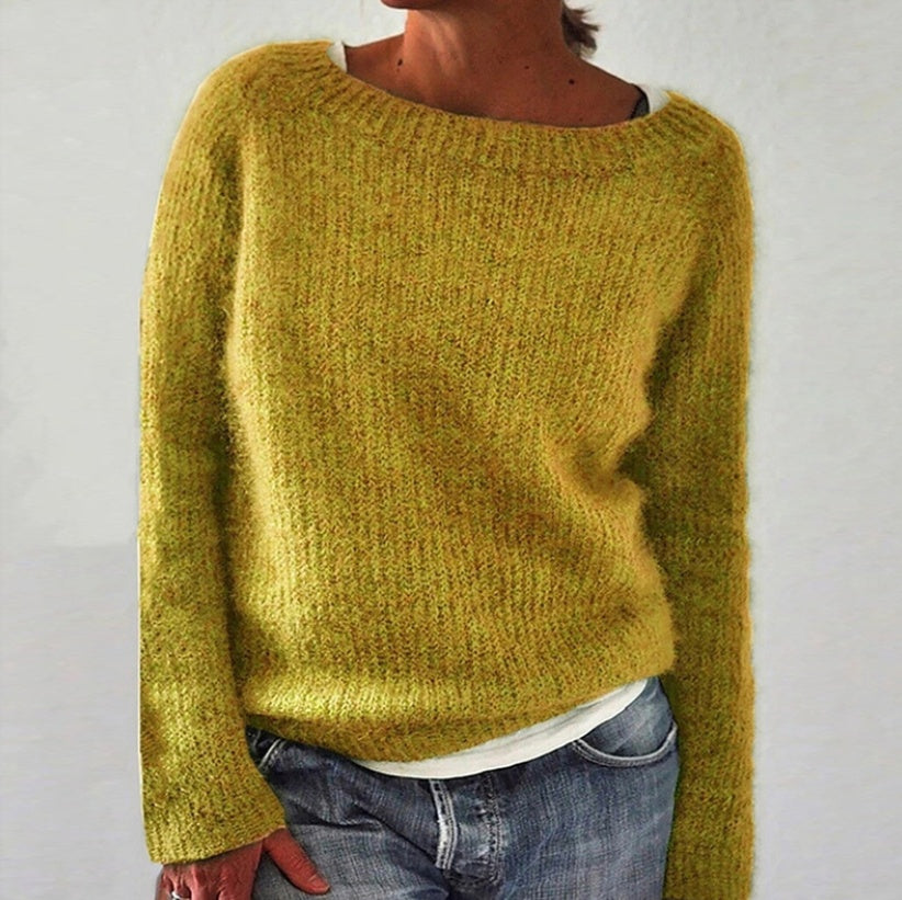 Sarah Express Women's Knit Sweater Casual Plain Fine Wool Moderate Thickness Long Sleeve