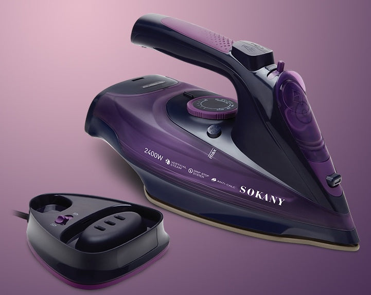 Sarah Express Cordless Steam Iron 5 Speed Ceramic Soleplate Portable Clothes Steamer Purple EU