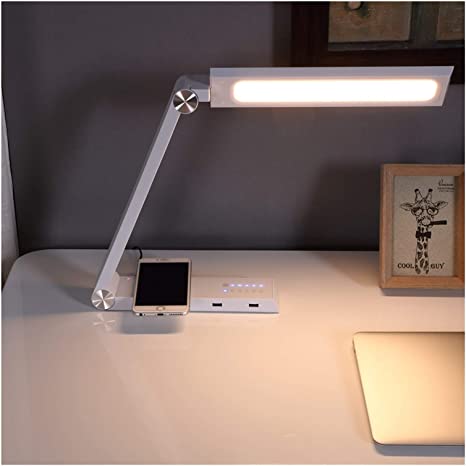 Sarah Express LED Wireless Charging Desk Lamp with Dimmer - Foldable Aluminum Reading Light