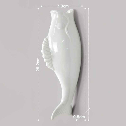 Sarah Express Ceramic Goldfish Wall Vase - 3D Modern Home Decor Mural Art White