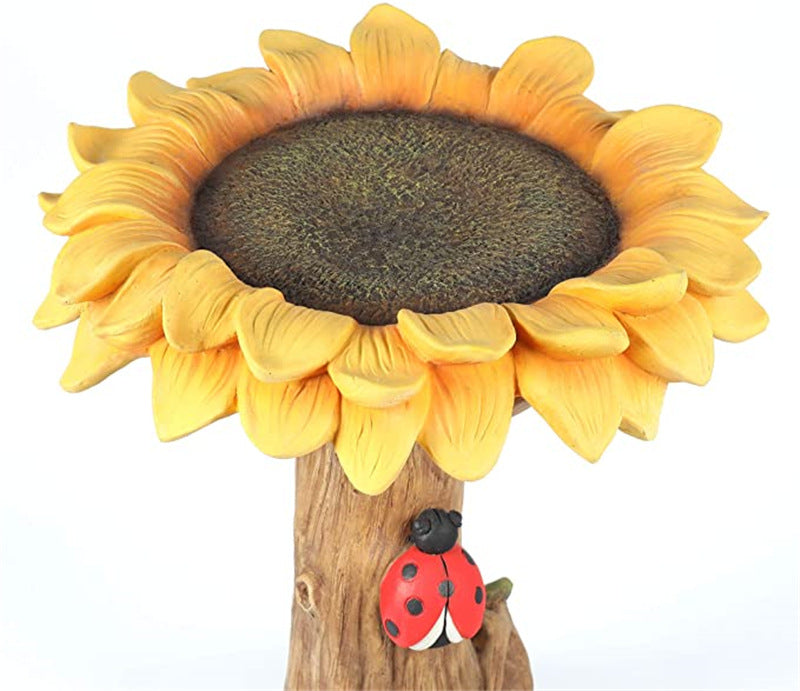 Sunflower Bird Bath Feeder - Resin Garden Statue Outdoor Decoration