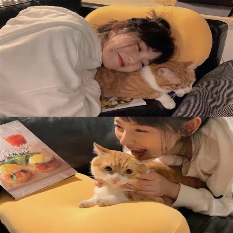 Cat Belly Memory Foam Pillow - 3D Ergonomic Neck Support Travel Pillow with Washable Cover