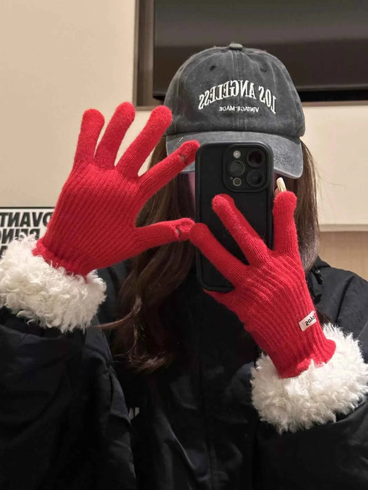 Sarah Express Women's Fuzzy Cuff Knitted Gloves - Warm Winter Cozy Soft Polyester Gloves