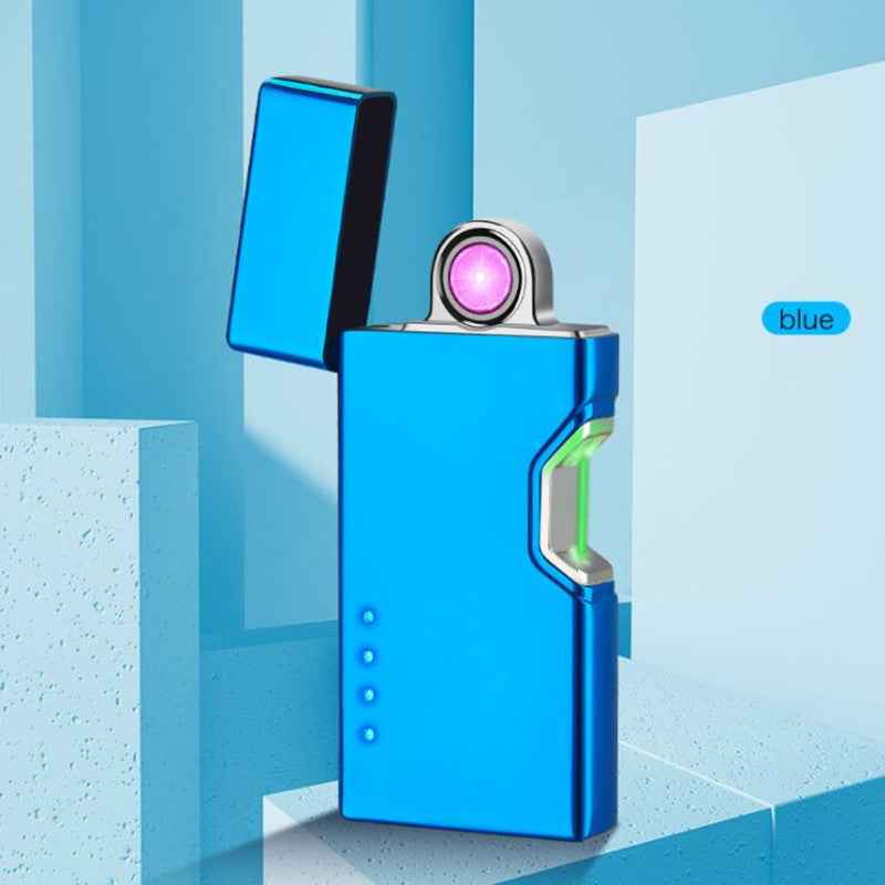 Sarah Express USB Rechargeable Electric Lighter - Windproof Infrared Sensor Flameless Arc Lighter Blue