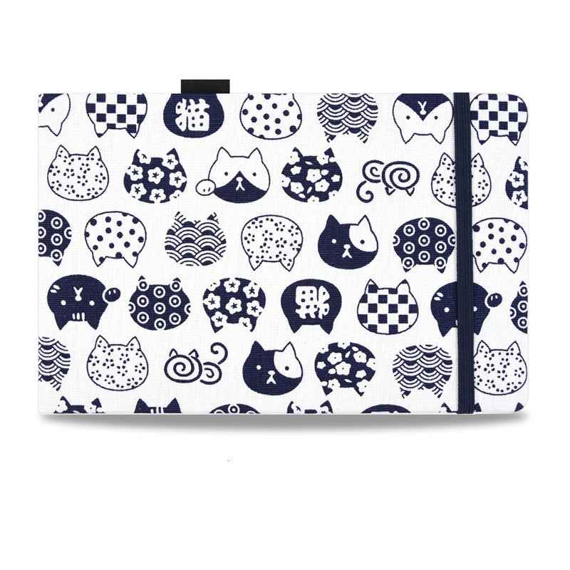 Sarah Express Premium Handmade Watercolor Sketchbook - 40 Sheets Cotton Linen Cover Art Journal Cat white 20x13.5cm