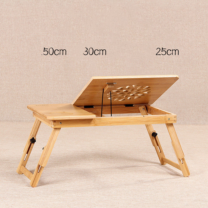 Sarah Express Bamboo Folding Laptop Desk with Storage Drawer and Cooling Fan Small