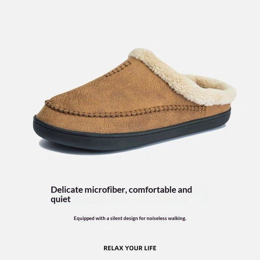 Men's Fur-Lined Non-Slip Bean Slippers | Warm Indoor Cotton Shoes | EU 39–49