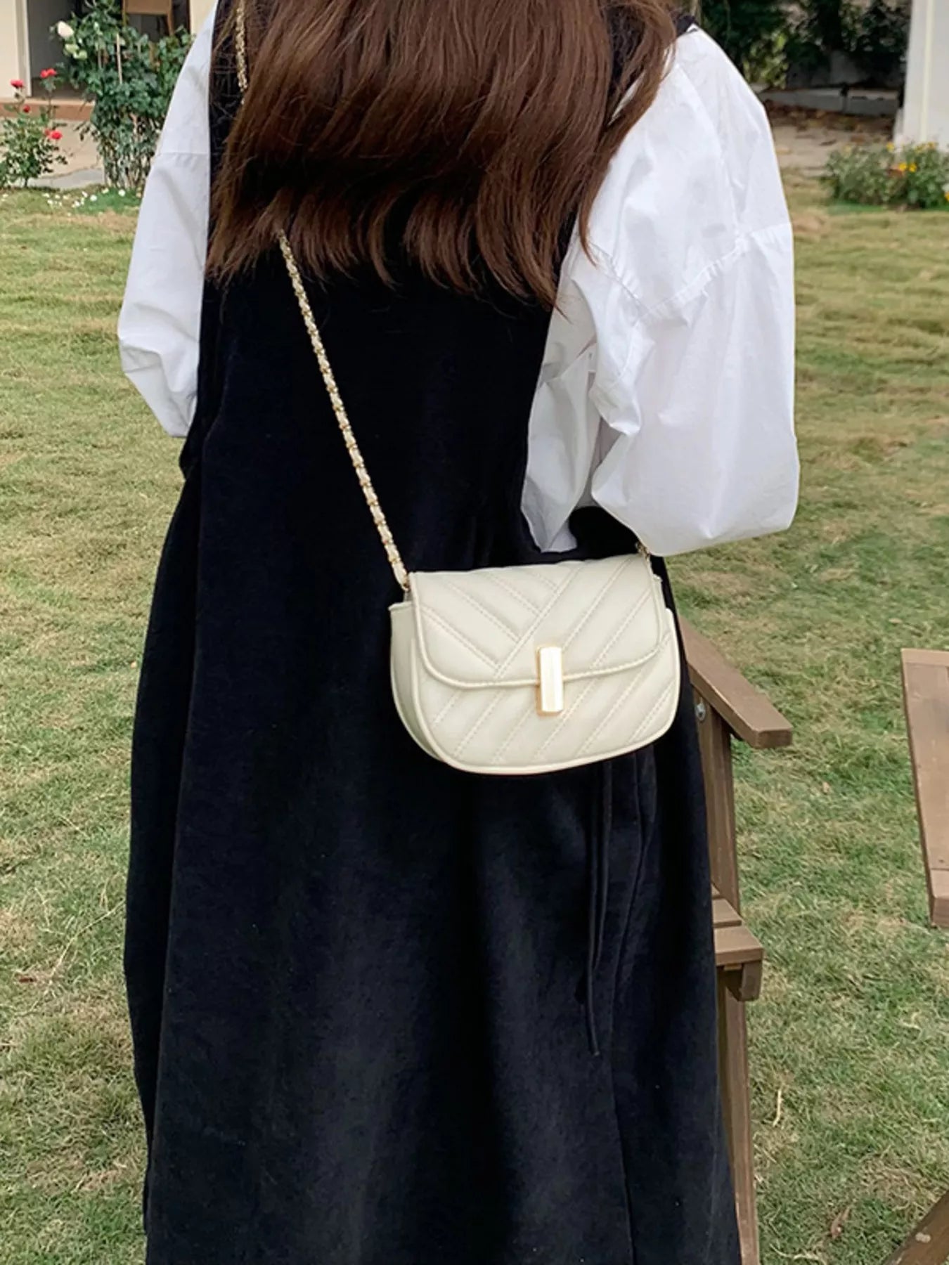 Sarah Express Women's Quilted Flap Chain Crossbody Bag