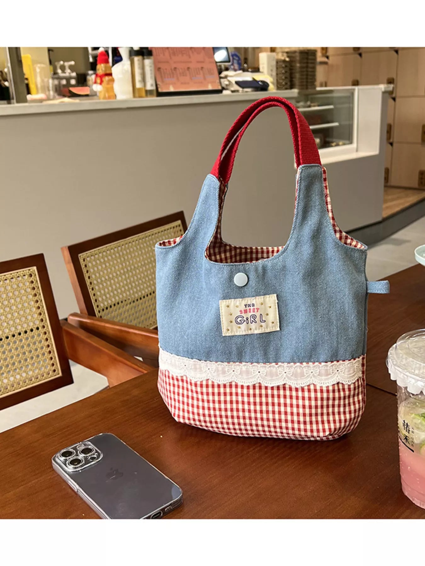 Sarah Express Women's Printed Canvas Handbag Sky Blue ONESIZE