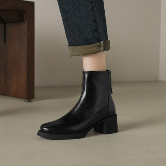 Sarah Express Womens Genuine Leather High-Heel Ankle Boots New Fall Winter Style For Winter Seasons