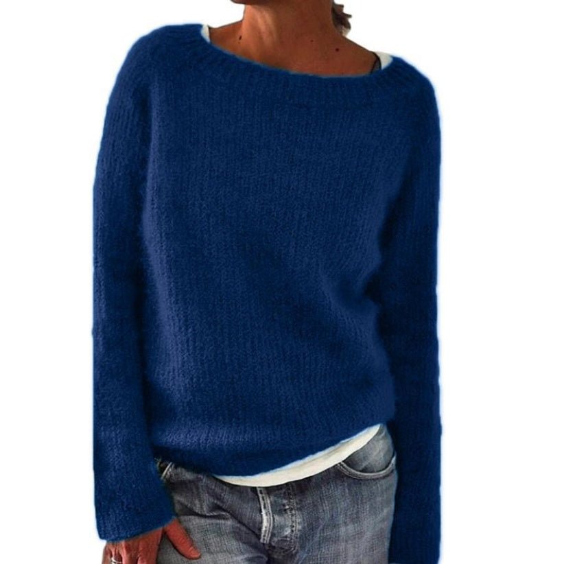 Sarah Express Women's Knit Sweater Casual Plain Fine Wool Moderate Thickness Long Sleeve