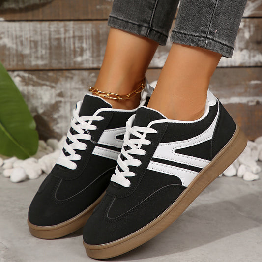 Sarah Express Women's Retro Round-Toe Running Flats - Casual Athletic Sneakers