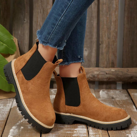 Sarah Express Women's Round Toe Block Heel Boots