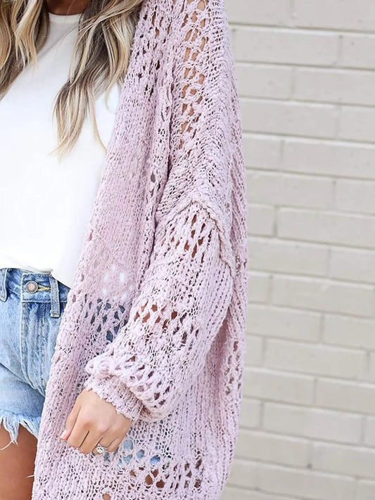 Sarah Express Women's Openwork Lightweight Cardigan Plus Size - Breathable Open Front Layering Piece