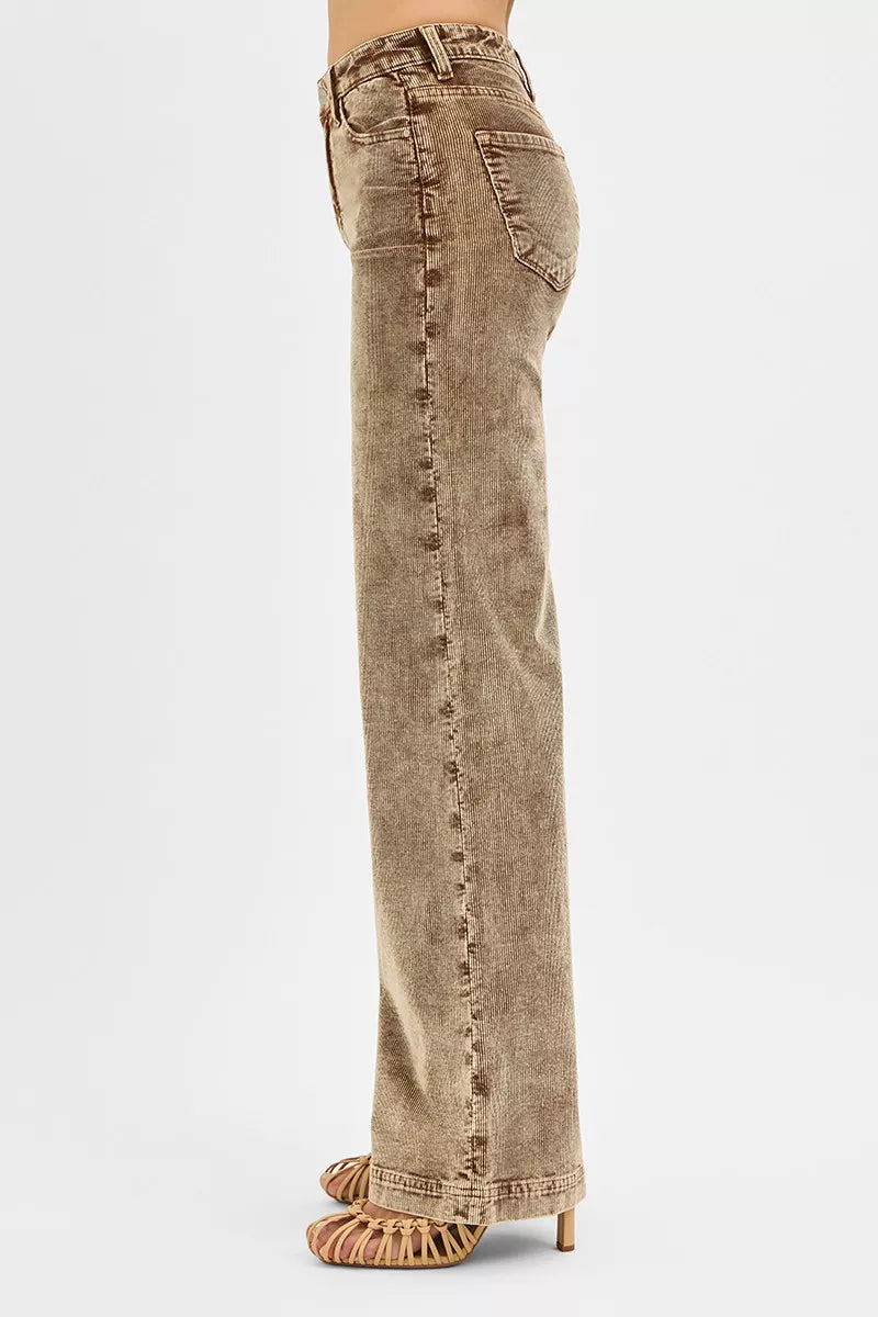 Sarah Express Women’s High Rise Wide Leg Corduroy Pants Casual