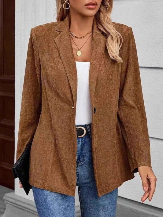 Sarah Express Women's Lapel Collar Single-Button Blazer