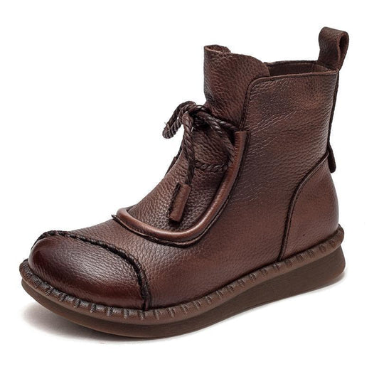 Sarah Express Women's Soft-Sole Chunky Heel Ankle Boots | Lace-Up | Microfiber Lining | Non-Slip Rubber Sole