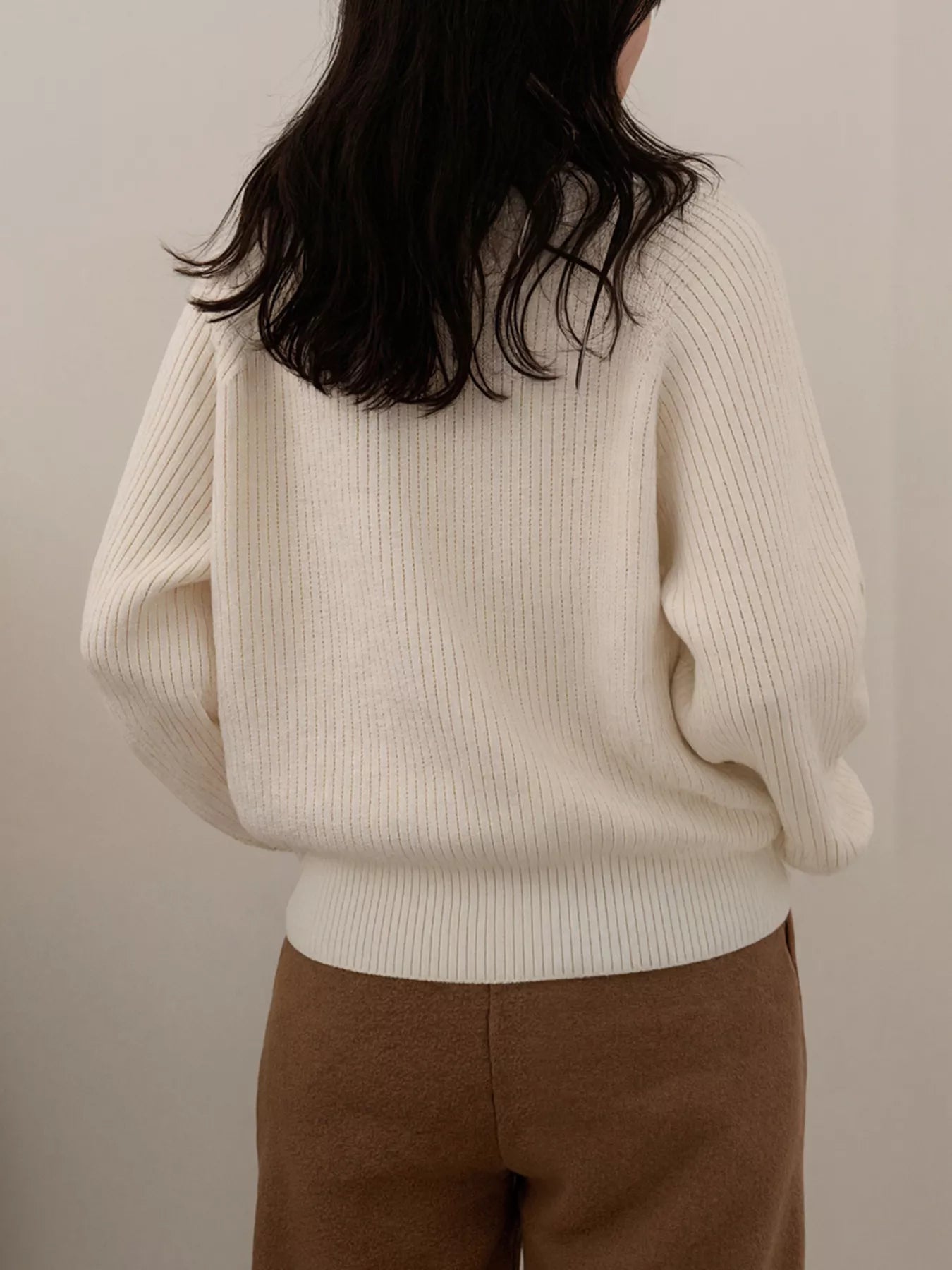 Sarah Express Women's Button-Decorated Round Neck Sweater