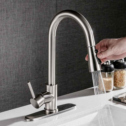 Sarah Express Brushed Copper Pull-Out Kitchen Faucet - Hot & Cold Mixing Tap for Kitchen Sink