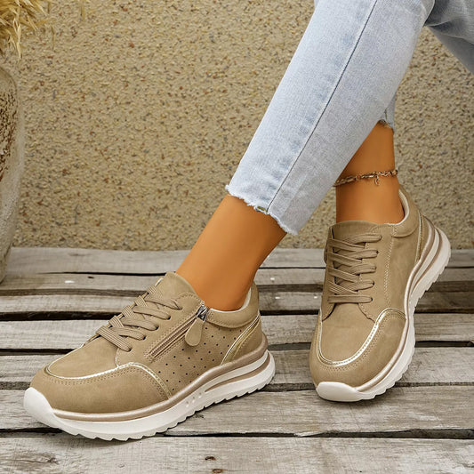 Sarah Express Women's Round Toe Lace Up Sneakers - Casual Comfort Shoes