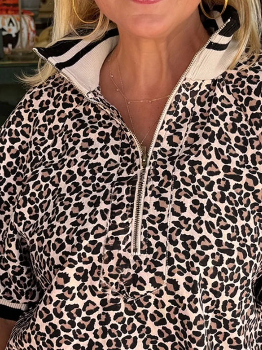 Sarah Express Women's Half Zip Half Sleeve Blouse