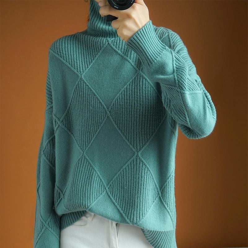 Sarah Express Women's Long Sleeve Knit Sweater Collage Splice Design