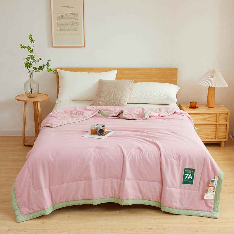 Sarah Express Antibacterial Raw Cotton Washable Summer Cool Quilt - Lightweight Breathable Bedding Cherry Blossom Powder