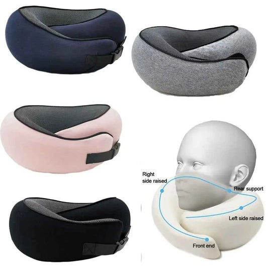 Sarah Express Premium Memory Foam Travel Neck Pillow - Adjustable U-Shape Support for Airplane, Car & Office