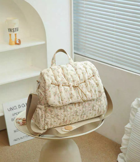 Sarah Express Breathable Floral Diaper Bag Coffee Color