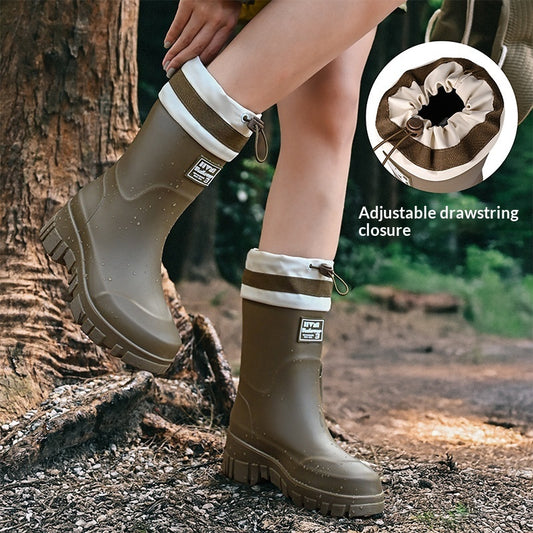 Sarah Express Women's Waterproof Tall Rain Boots | Non-Slip Knee-High & Mid-Calf | All-Season