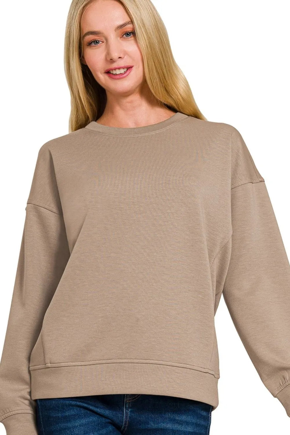 Sarah Express Women’s Oversized Scuba Round Neck Sweatshirt Casual