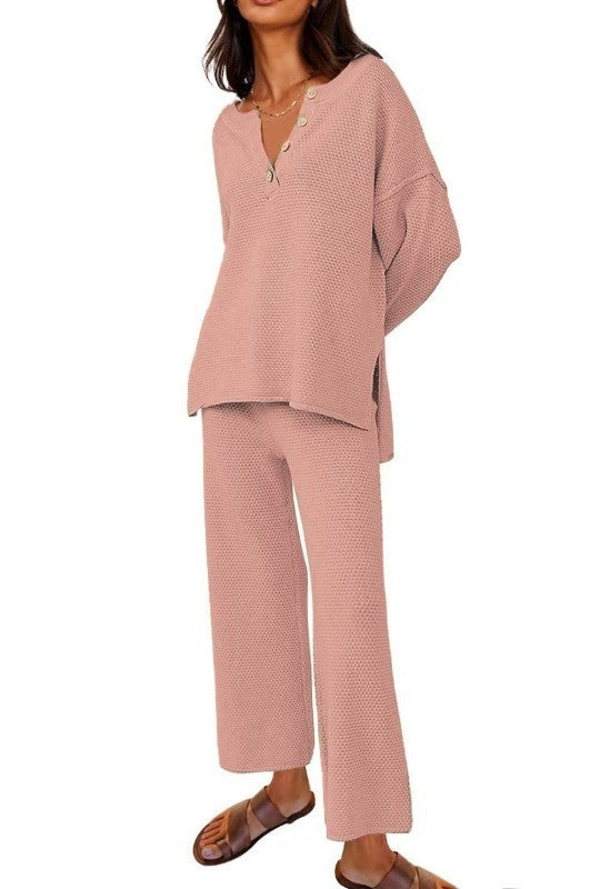 Sarah Express Women's Two-Piece Leisure Set Long Sleeve Top and Pants Casual Suit