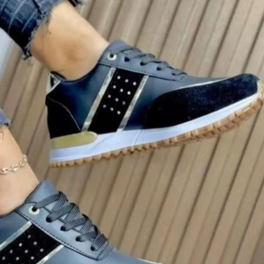 Sarah Express Women's Round Toe Lace Up Athletic Sneakers - Casual Walking Shoes