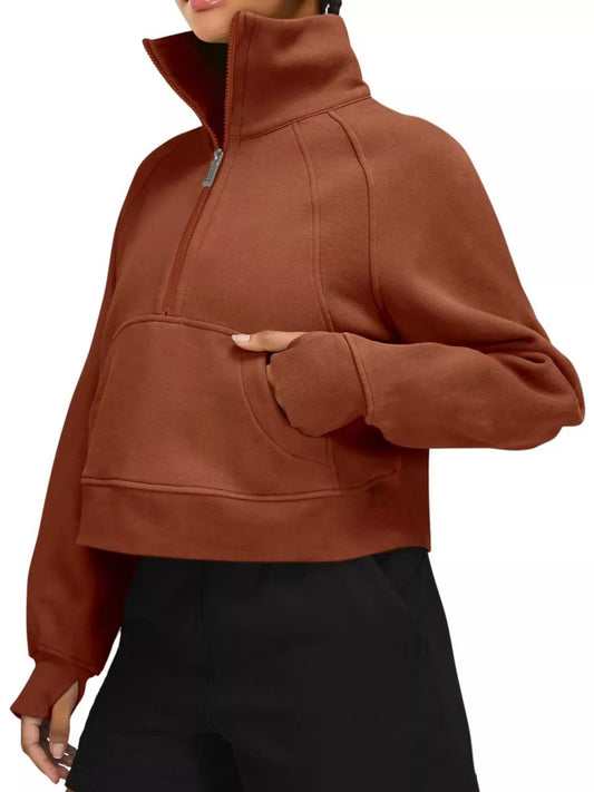 Sarah Express Women's Half Zip Raglan Sleeve Sweatshirt