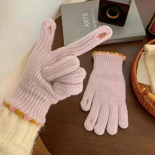 Sarah Express Women's Fingerless Knitted Gloves - Warm Winter Typing Gloves Blush Pink ONESIZE