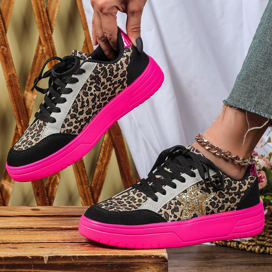 Sarah Express Leopard Print Retro Skate Shoes | Unisex Low-Top Sneakers | Men's & Women's