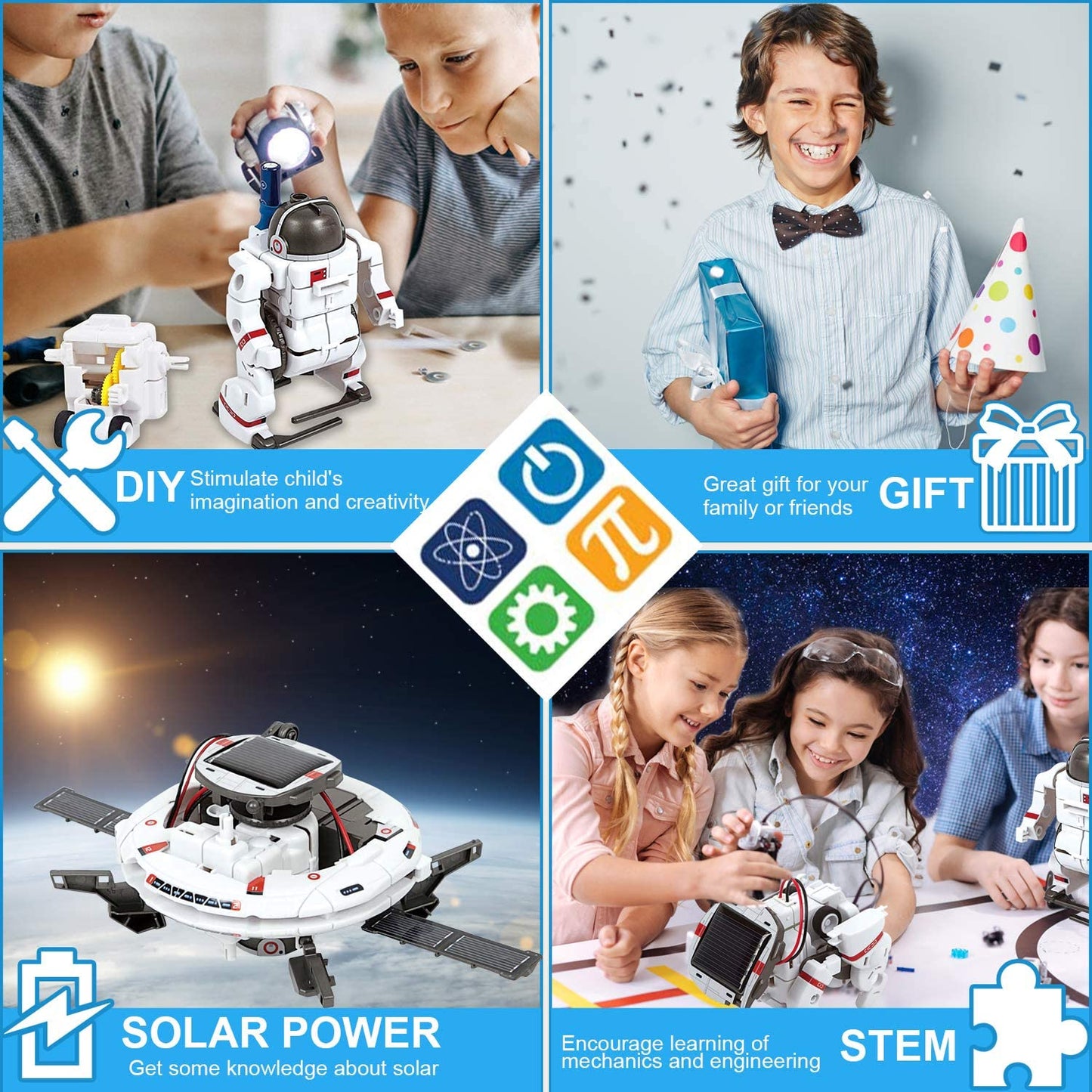 Sarah Express 6-in-1 Solar Robot Kit - Educational STEM Building Toy for Kids