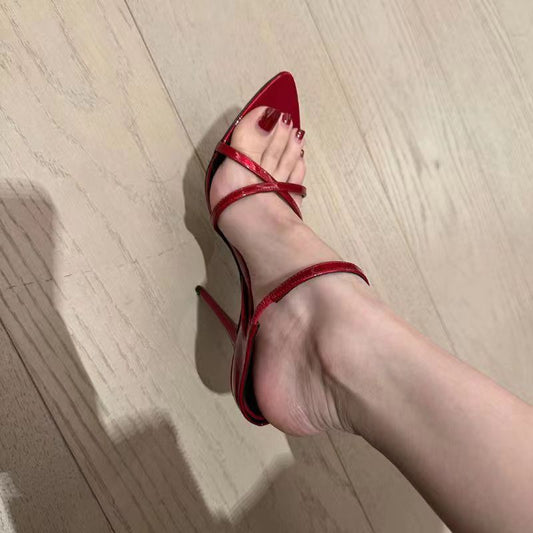 Sarah Express Women's Luxury Pointed-Toe Slide Sandals | European Style High Heel Slides | Sarah Express