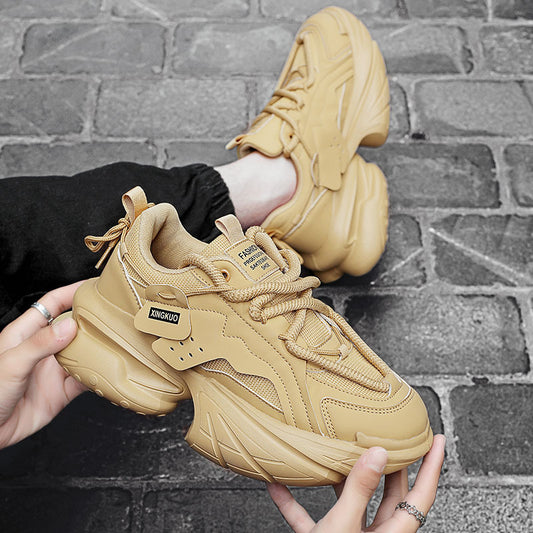 Sarah Express Men's Breathable Height-Enhancing Casual Sneakers - Thick Sole Lace-Up Shoes