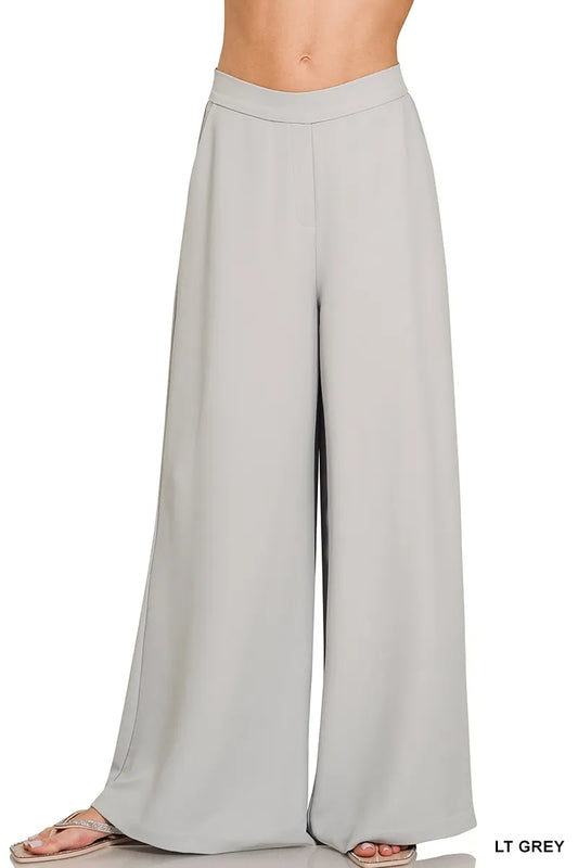 Sarah Express Women's Relaxed Fit Elastic Waisted Wide Leg Pants