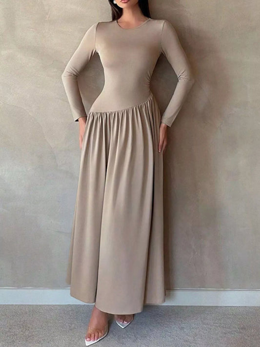 Sarah Express Women's Long Sleeve Ruched A-Line Maxi Dress