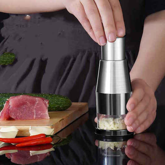 Sarah Express Stainless Steel Garlic Press Crusher - Manual Onion Chopper Vegetable Mincer Kitchen Tool