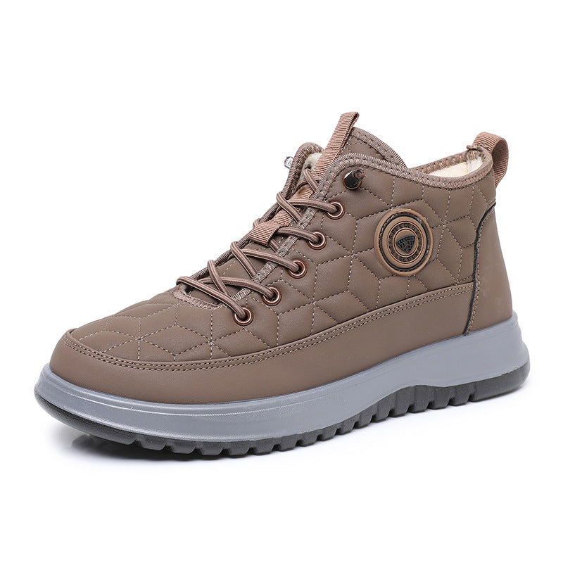 Sarah Express Men's Fleece-Lined Insulated Snow Boots – Lace-Up Casual Athletic Shoes Brown