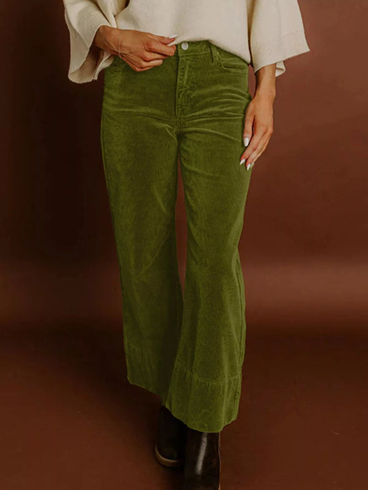 Sarah Express Women's Corduroy High Waist Wide Leg Pants