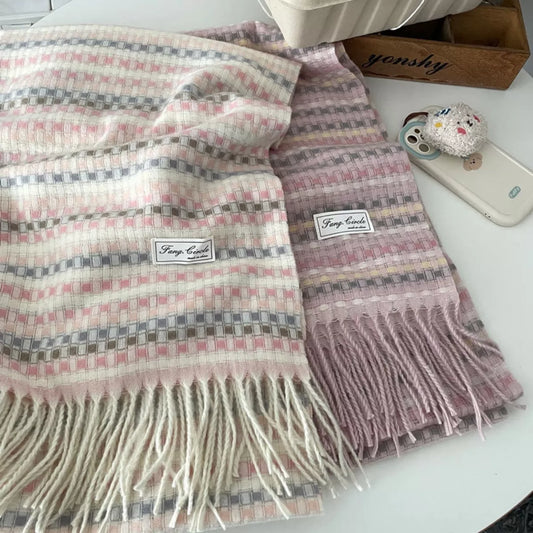 Sarah Express Women's Plaid Fringe Warm Scarf